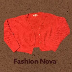 Fashion nova red cropped cardigan